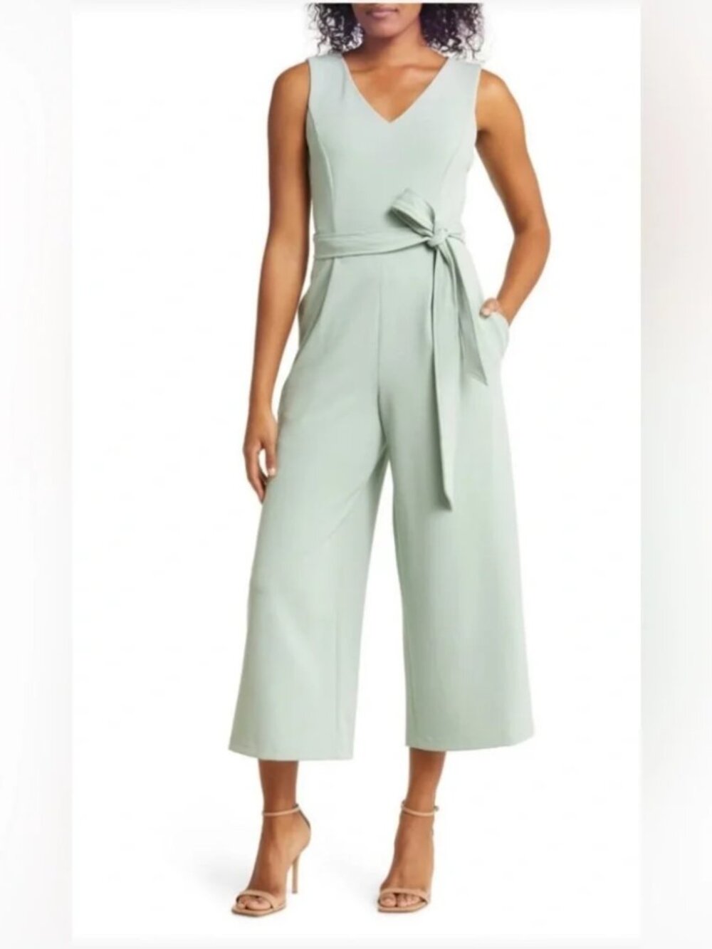 Calvin Klein Sage Green Wide-Leg Jumpsuit